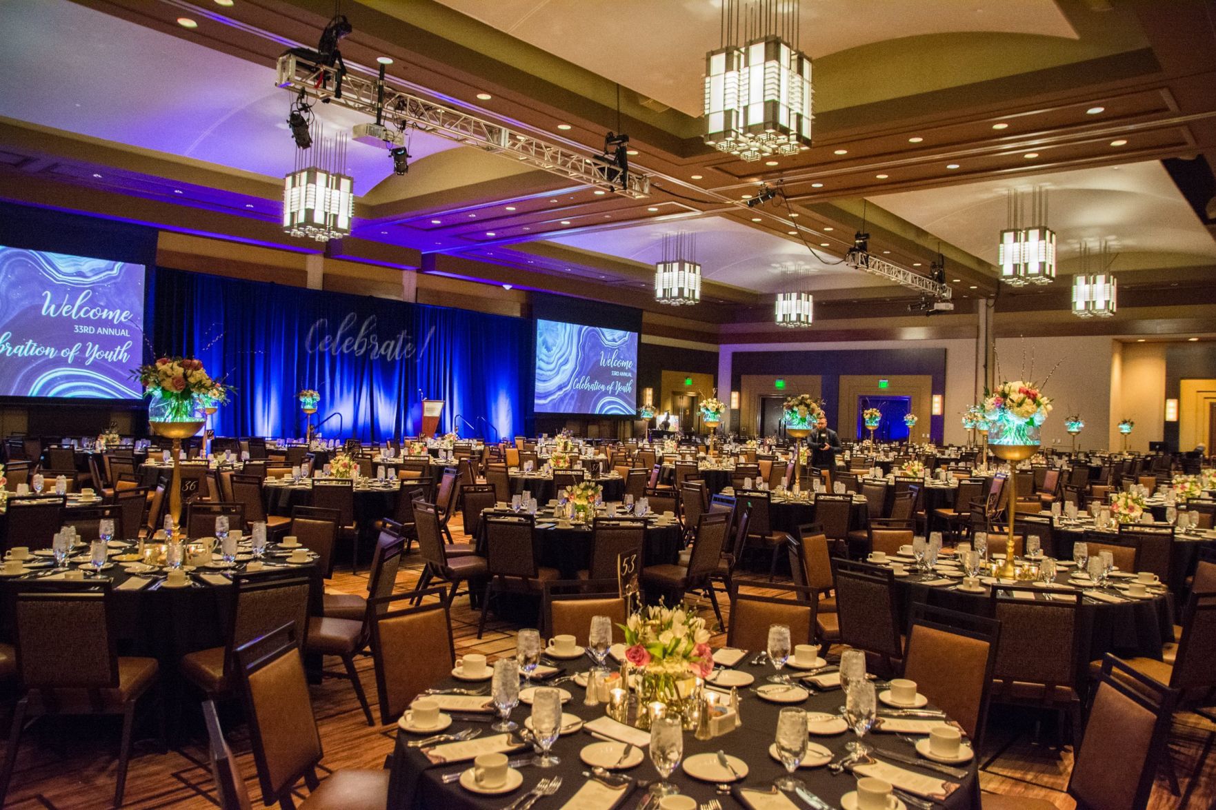 The dining hall for the event